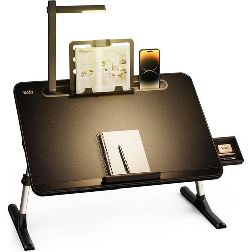 Höhenverstellbarer Laptoptisch mit LED Lampe und Schublade