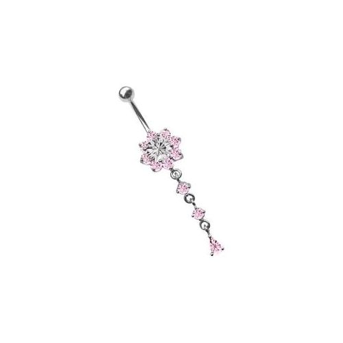 Bauchnabelpiercing ADELIA ́S "Piercing Bauchnabelpiercing", rosa, Piercings, Damen, onesize, Titan, Blume mit Hänger und Steinen