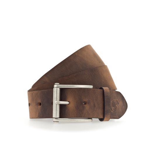 Ledergürtel MUSTANG, Herren, Gr. 95, braun, Rindsleder, unifarben, Gürtel Ledergürtel, mit Vintage-Look, Roll-Schließe, 4,5 cm