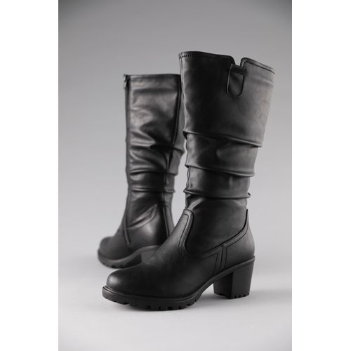 Stiefel ANISTON SHOES, Damen, Gr. 38, Normalschaft, schwarz, Lederimitat, Schuhe Reißverschlussbeutel, mit slouchy Schaft mit Raffungen - NEUE KOLLEKTION
