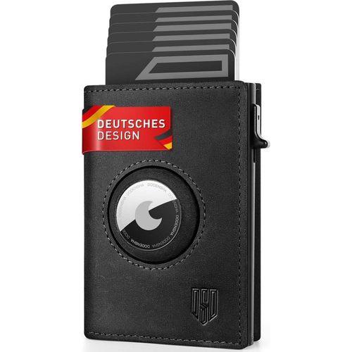 DODENSHA® MagSnap Airtag Wallet Herren RFID NFC Schutz Pop-up Kartenetui Münzfach Schwarz