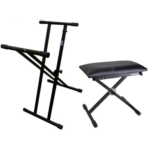 Keyboardständer CLIFTON "Double Cross", schwarz, Musikinstrumentenständer, Kinder, mit Keyboardhocker