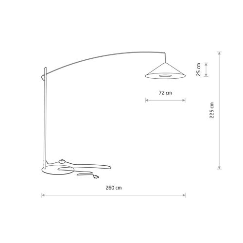 Bogenleuchte Poise, schwarz, Stahl, Textil, Ausladung 260 cm