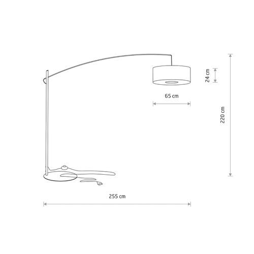 Bogenlampe Poise B, grau, Stahl, Textil, Ausladung 255 cm