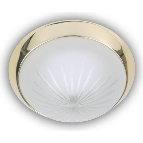 Niermann LED 12W Deckenleuchte Schliffglas satiniert, Messing poliert, 35cm, warmweiss, Germany