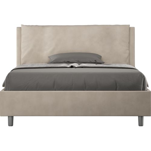 ITYHOME - Gepolstertes Bett ohne Lattenrost 140x210 mit Mikrofaserbezug Sandfarbe Antea Large Image