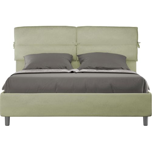ITYHOME - Gepolstertes Bett mit Bettkasten 160x190 mit Mikrofaserbezug Grün Nandy Image