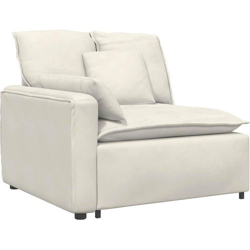 vidaXL Modulares Sofa Endmodul mit Armlehne Kissen Creme 100 cm