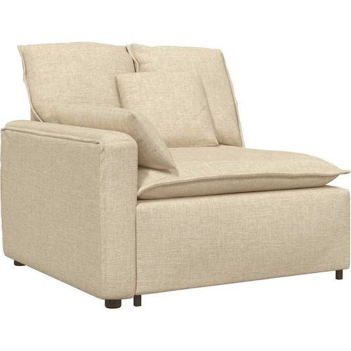 vidaXL Modulares Sofa Endmodul mit Armlehne Kissen Creme 100 cm