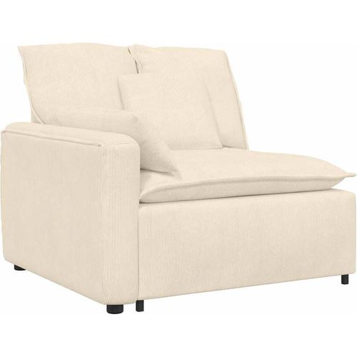 vidaXL Modulares Sofa Endmodul mit Armlehne Kissen Creme 100 cm