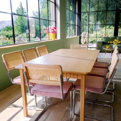 Rechteckiger Esstisch aus MDF mit Eichenfurnier, 200 cm - Oviala Ambre