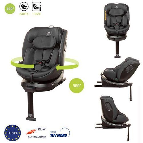 Kindersitz drehbar 360° ENZO-FIX mit ISOFIX montage, Stabilisierung, zusätzlicher Seitenschutz, I-SIZE, Graphite