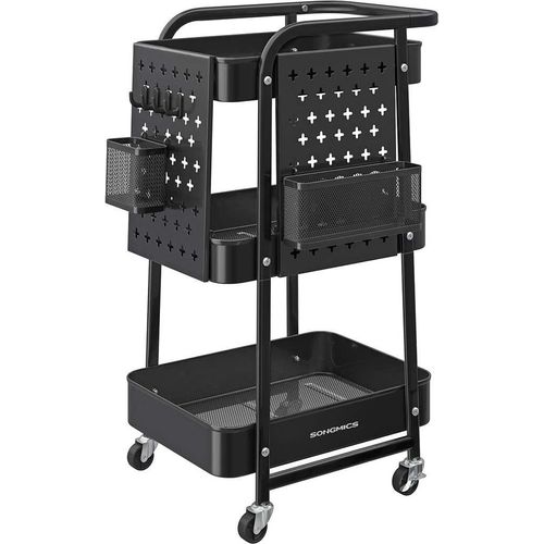 Stahl Küchenwagen - Rollwagen - Organizer Regal - 10 kg Regalbelastbarkeit - 32,3 cm x 49,4 cm x 73,9 cm - Tiefschwarz