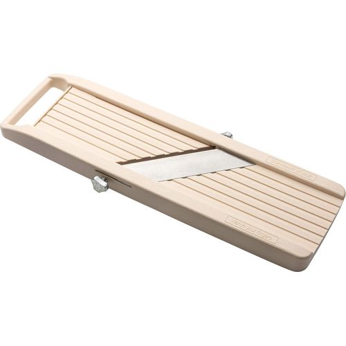 Japanischer handbedienbarer Mandolinen-Schneider mit drei austauschbaren Edelstahlklingen - Elfenbein-Gemüse- und Obstschneider - Edelstahl - gebrochenes Weiß - Küchengerät Mandoline