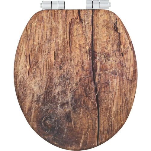 Rustikale Toilettenbrille aus -em MDF - Easy-Close Softclose-Mechanismus - Fix-Clip hygienische Befestigung - 355 x 425 cm - folie beschichtet - feuchtigkeitsbeständige Holzoptik.