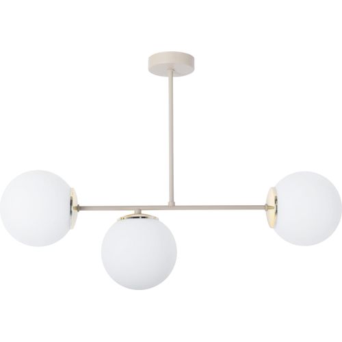 Deckenlampe Siena kaschmir-gold 3-flammig mit weißen Schirmen E14 – elegante Deckenbeleuchtung fürs Wohnzimmer