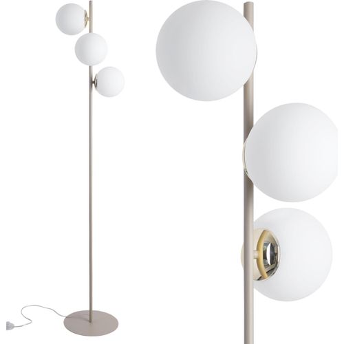 Stehlampe Siena Kaschmir 3-flammig mit weißen Schirmen – elegante Bodenlampe fürs Wohnzimmer