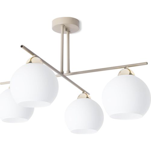 Deckenlampe Modena kaschmir-gold 4-flammig mit weißen Schirmen E27 – elegante Deckenbeleuchtung fürs Wohnzimmer