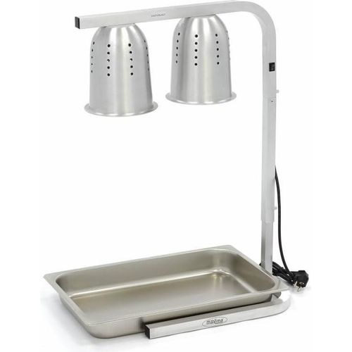 Maxima - Gastro Wärmelampe - 2 Lampen - inkl. Lampen und 1 x 1/1 GN -Behälter