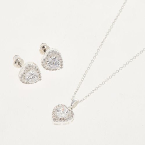 2-teiliges silberfarbenes Set aus Ohrsteckern & Halskette Image