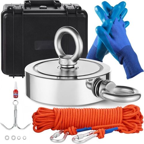 635 kg Super Starker Magnetangel-Set - Doppelseitige Zugkraft - Mit Seil und Karabiner