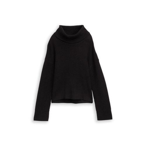 TOM TAILOR Damen Oversize Rollkragenpullover, schwarz, Uni, Gr. L