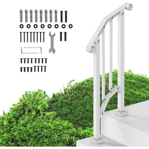 Eingangsgeländer 1-2 Stufen - Treppengeländer Weiß 1535x84x990mm - Sicherheitsgeländer für Innen und Außen - Geländer aus hochwertigem Material