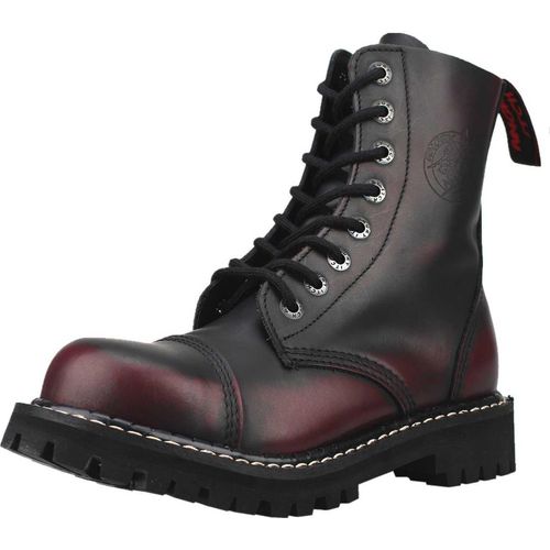 ANGRY ITCH-8-Loch Burgundy Red Rub-Off Leder Stiefel mit Stahlkappe, EU 48