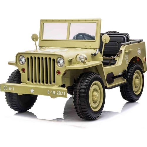 RIRICAR 4x4 Kinder Elektroauto 12V USA Army, 3 sitzer, Elektroauto für Kinder mit 2,4GHz Fernbedienung, MP3/USB/SD, Elektrofahrzeug Kinder ab 3-8 Jahre