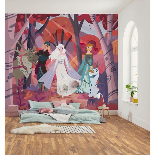 Kindertapete KOMAR "Disney Frozen Forest Friendship", rot, B:300m H:250m, Vlies, Tapeten