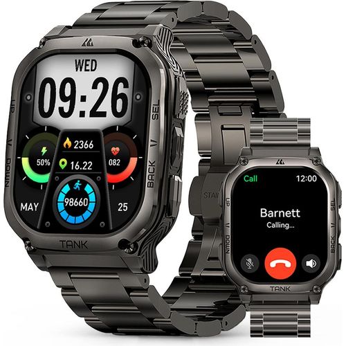 KOSPET TANK M3 Smart Watch für Herren 60 Tage Batterielebensdauer 50M Wasserdicht Robustes Militär(Vollmetall) Annehmen/Anrufen für Android IOS