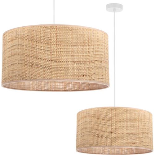 Weisse Rattan-Hängelampe 1 Flacher Rattan-Lampenschirm 45 Cm
