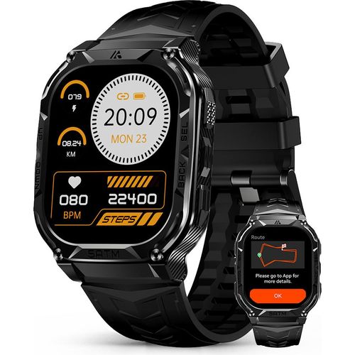 Smart Watch Herren mit GPS, 5ATM wasserdicht, ultralange Akkulaufzeit, Annehmen/Anrufen, 170+ Sportmodi, 1,96 Zoll AMOLED Always-on Display, AI Voice