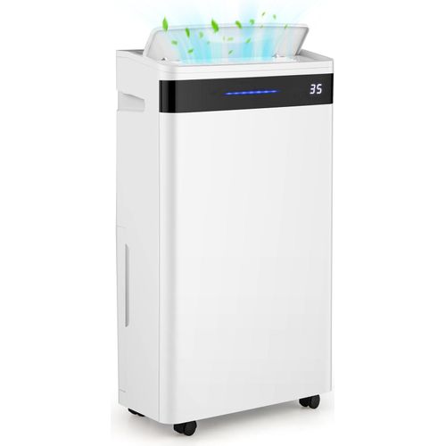 35 Luftentfeuchter für den Keller, 28,5 L Luftentfeuchter mit Abflussrohr, intelligente Luftfeuchtigkeitssteuerung & -monitor, 4 Modi, 24H Timer
