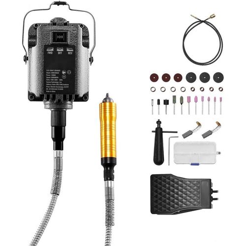 Flexwellenschleifer Rotationswerkzeug - 1000W, 30000U/min, Fußpedal - 31-Teiliges Werkzeugset