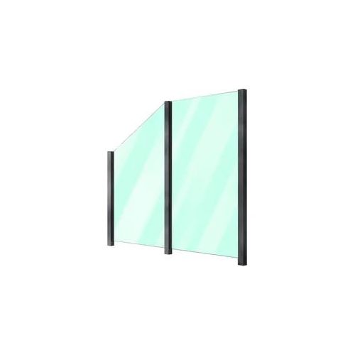 Zaun STAKET PRO, grau, Pfosten: 3 Stk., Aluminium, Glas, Zaunelemente, Glaszaun, Gesamtlänge: 2,29 m, 3 Pfosten