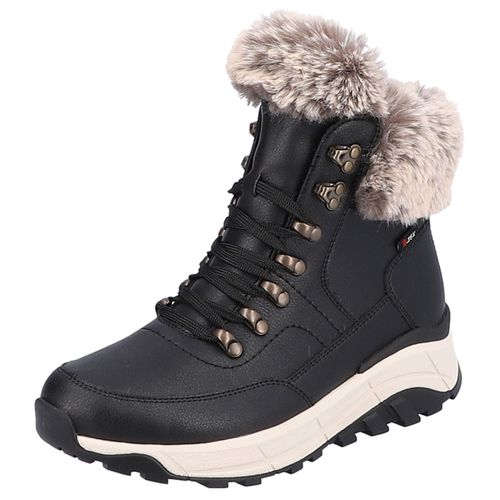 Winterboots RIEKER SPORT, Damen, Gr. 41, schwarz, Leder, Textil, Schuhe, Hightop Sneaker, Schnürboots, Winterschuh mit Lammwollfutter