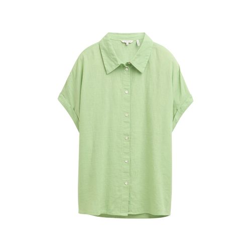 TOM TAILOR Damen Loose Fit Bluse mit Leinenanteil, grün, Uni, Gr. 46 Image