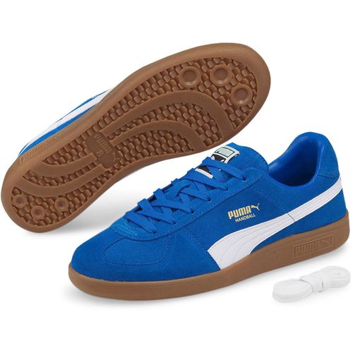 Handballschuh PUMA "Handball" Gr. 44, blau (puma royal, puma weiß, gum), Schuhe, Herren, 44, Leder, mehrfarbig