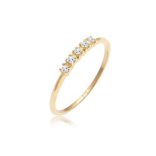 Verlobungsring ELLI PREMIUM "Verlobungsring Topas Weiß 375 Gelbgold" Gr. 58, gold, Fingerringe, Damen, 58mm, Gelbgold 375, 1mm, Verlobungsring