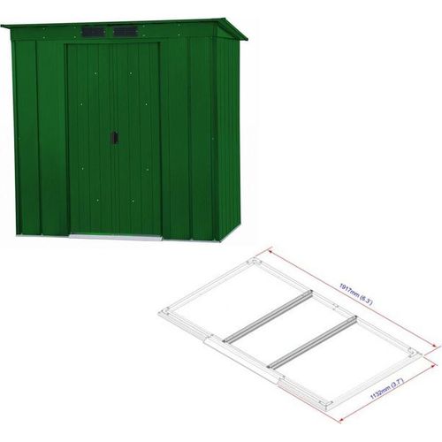 DURAMAX Pultdach Öko-Gartenhaus 2,5 m² + Bodenprofile, grün DURAMAX 50024