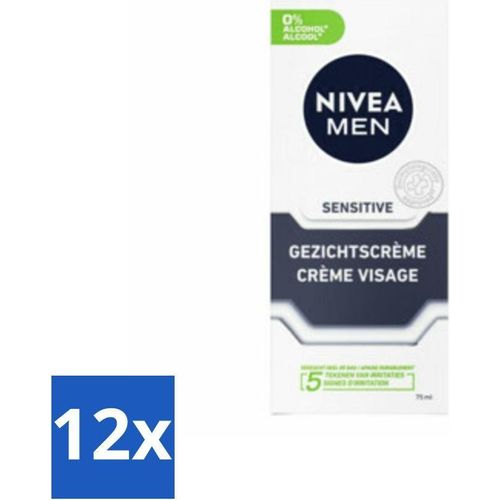 NIVEA MEN Sensitive Tagescreme Gesicht 75 ml - Vorteilspack - 12 Stücke