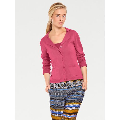 Strickjacke HEINE, Damen, Gr. 50, pink, 100% Baumwolle, unifarben, Strickjacken