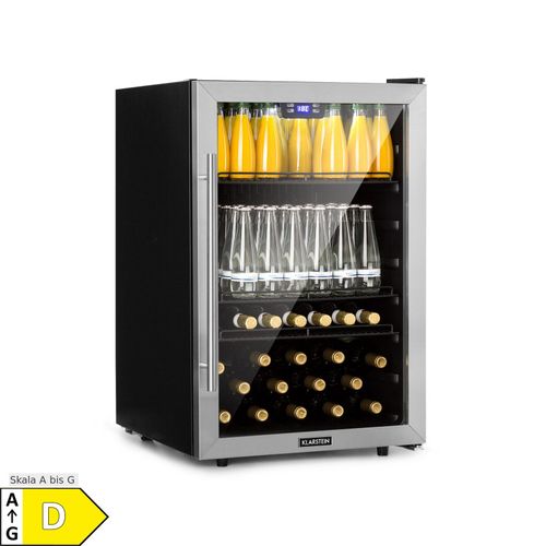 Beersafe 5XL Kühlschrank 148 Liter 3 Böden Panoramaglastür Edelstahl Edelstahl 148 Liter