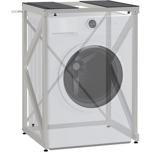 CLP Waschmaschinenregal Caleb I Waschturm für bis zu zwei Haushaltsgeräte I Waschmaschinenüberbau aus Stahl I Wäschetrocknerständer