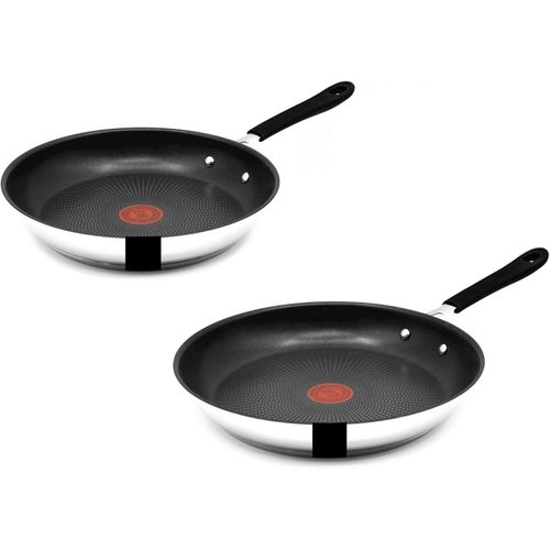 Tefal Pfannen-Set Jamie Oliver E30 Pfannenset 20, 24cm, Pfanne alle Herdarten+ Induktion, Edelstahl 18/10 (Pfanne, Bratpfannen Set, Pfannenset, Wok)