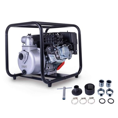 Scheppach PWP32 Benzin Wasserpumpe 32.000 L/h | 30m Föderhöhe | 7m Ansaughöhe | 3bar | 5,3 PS Gartenpumpe Schmutzwasserpumpe Wasser Pumpe