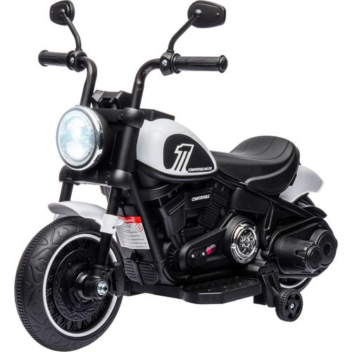 Kindermotorrad Kinder Elektro-Motorrad Elektrofahrzeug Kinderfahrzeug mit 2 abnehmbaren Stützrädern, 3 km/h, für 1,5-3 Jahre Kinder Weiß 76 x 42 x 57 cm