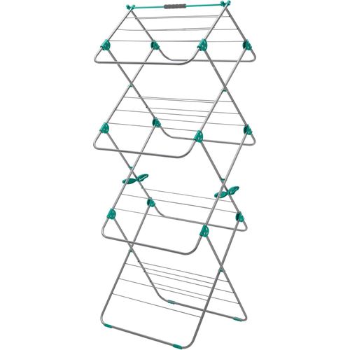 3-lagiger Innenwäschetrockner 15 m Trockenfläche - metallic aqua - für drinnen - 5 x 41 x 100 cm