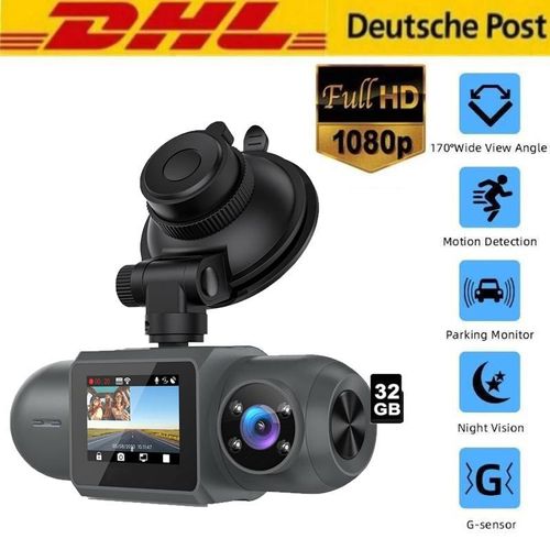 4K Dashcam Auto mit GPS, WiFi, Vorne Innen Dual 2,5K 1080P Parkmodus mit 32GB SD Karte